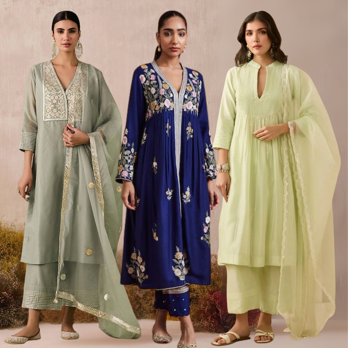 Celebrate Tradition with Our 3 Combo Festive Kurta Sets + Dupatta | FK-04