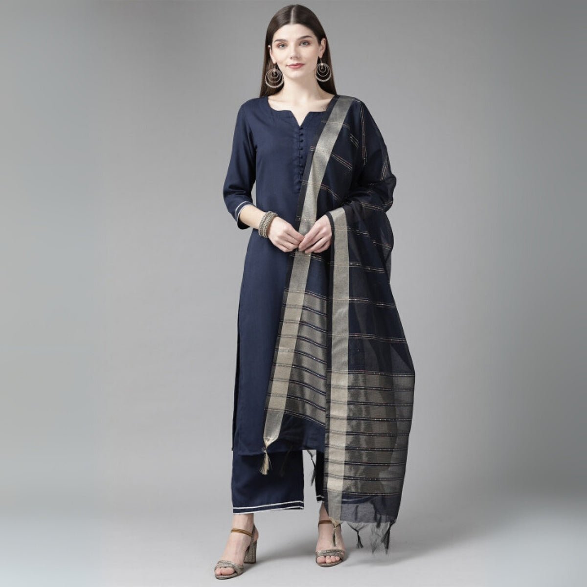 Pack of 3 Floral Print Cotton Kurta Set with Dupatta | KD-01