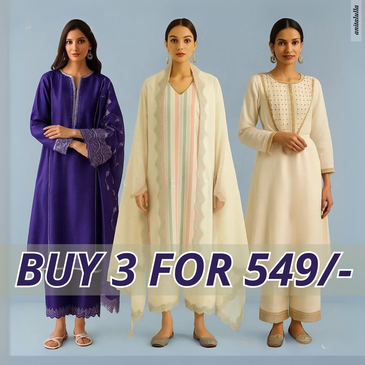 Celebrate Tradition with Our 3 Combo Festive Kurta Sets + Dupatta | FK-07