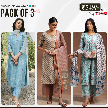Ethnic 3-Piece Women Kurta Set with Dupatta | Ethnic Wear Made Effortless | WK-07