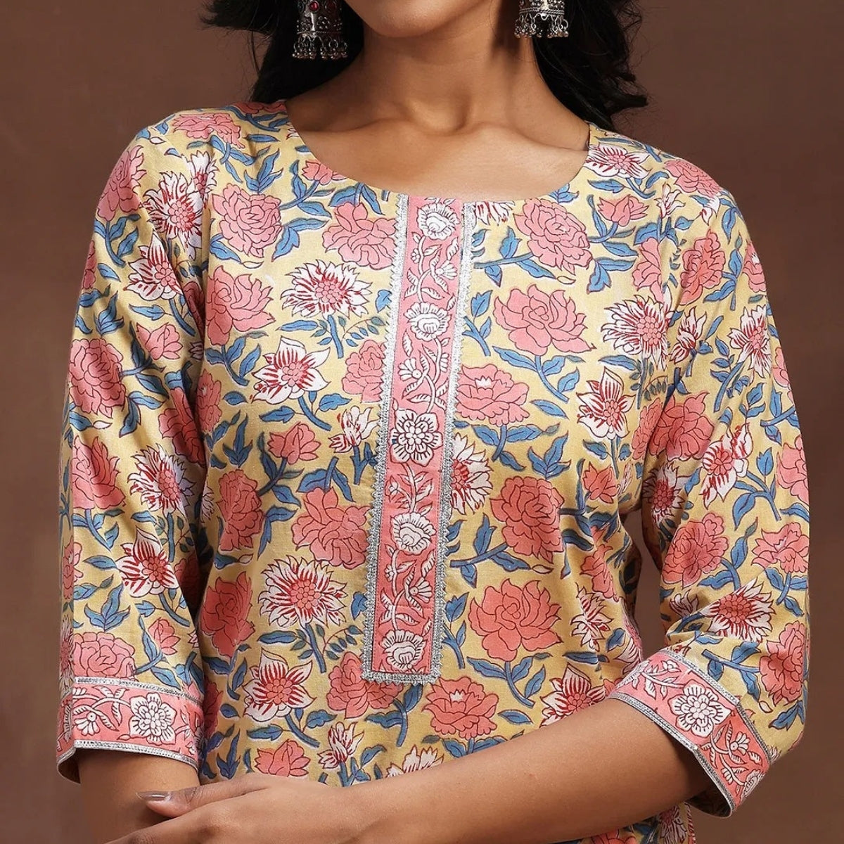 Pack of 3 Floral Print Cotton Kurta Set with Dupatta | KD-07