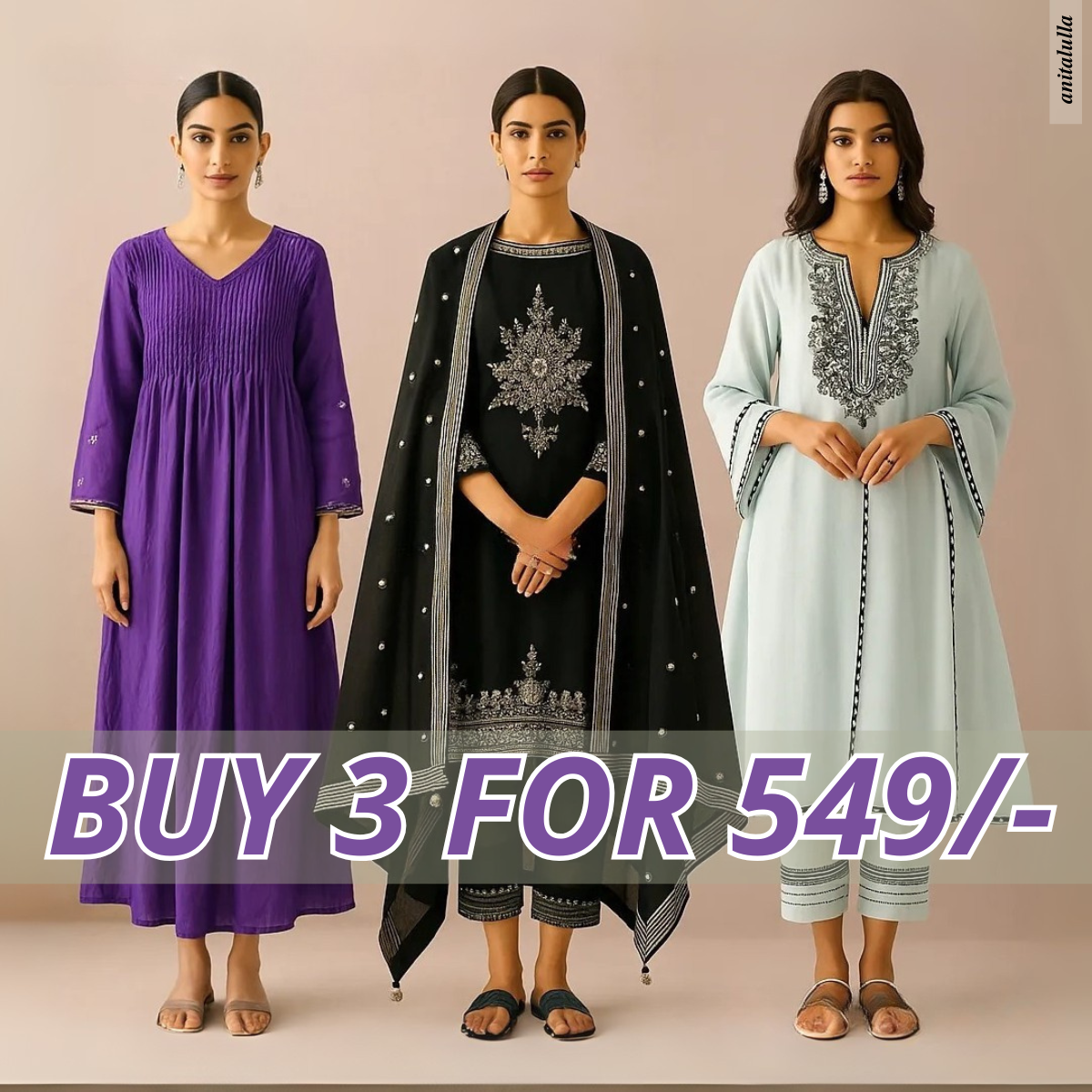 Celebrate Tradition with Our 3 Combo Festive Kurta Sets + Dupatta | FK-08