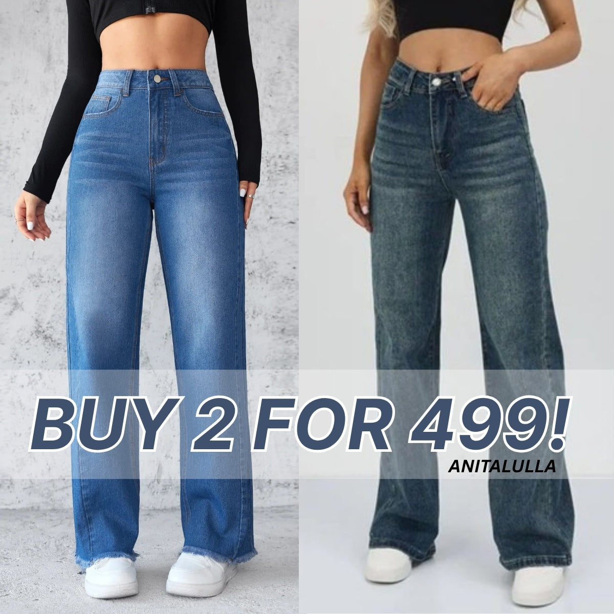 Women's 2-Pack Combo - Straight Fit Jeans Duo |WJ-08