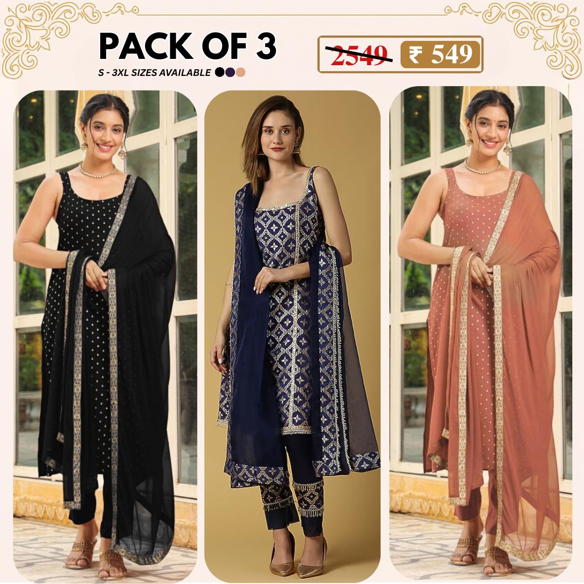 Designer Women's Kurta Set with Dupatta for Festive Wear |