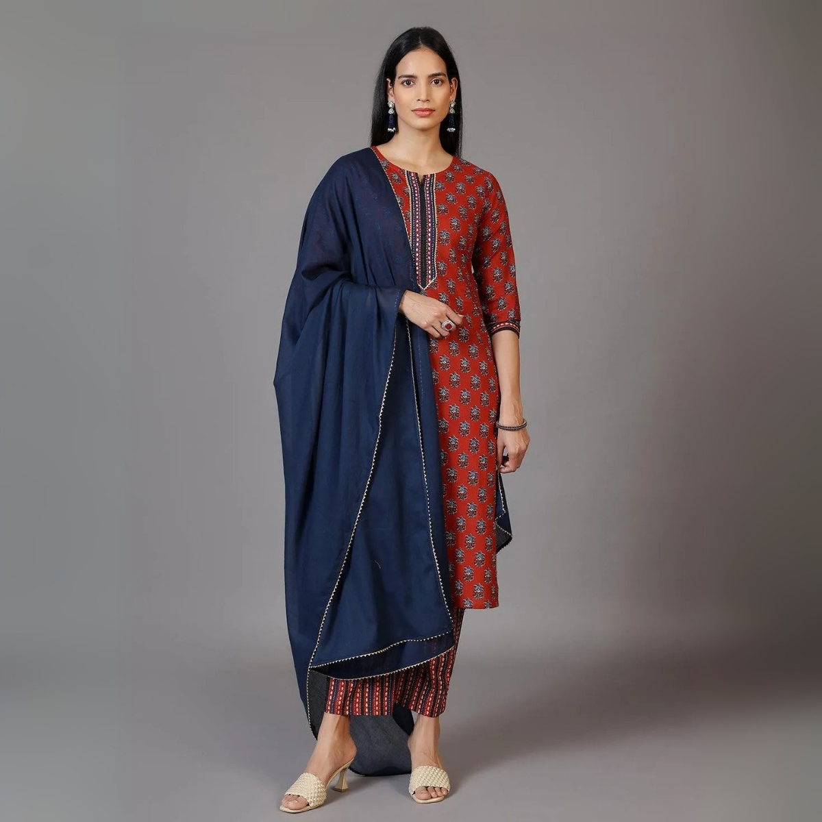 Ethnic 3-Piece Women Kurta Set with Dupatta | Ethnic Wear Made Effortless | WK-08