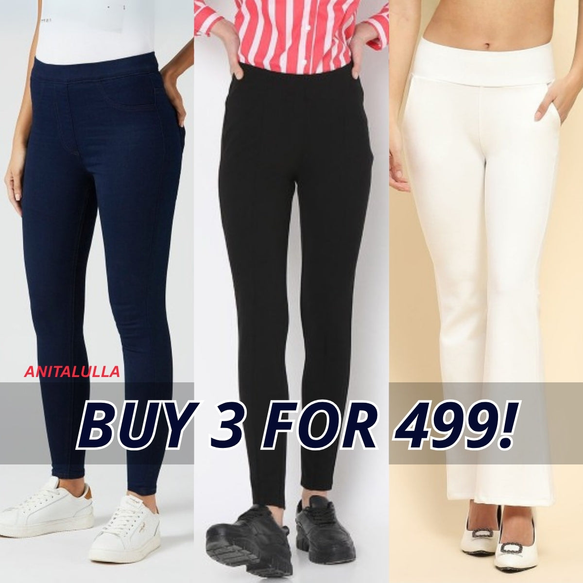 3-Pack Women's Jeggings Combo - Comfortable Stylish Bottoms | JC-02