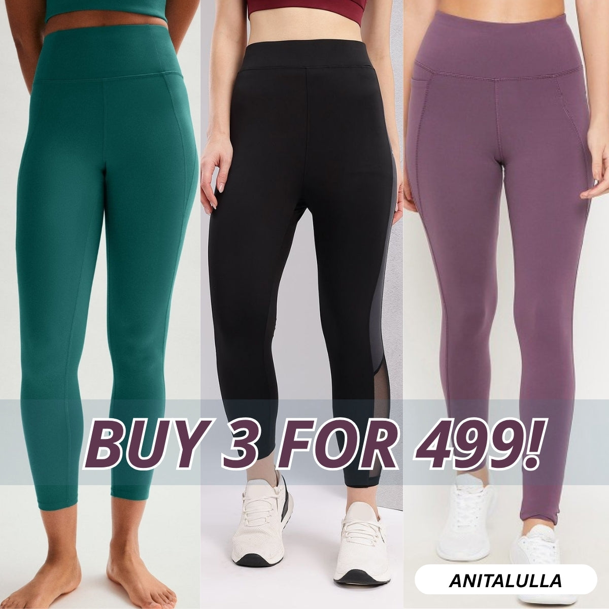 3-Pack Women's Leggings Combo - Comfortable & Stylish Bottoms | WL-09