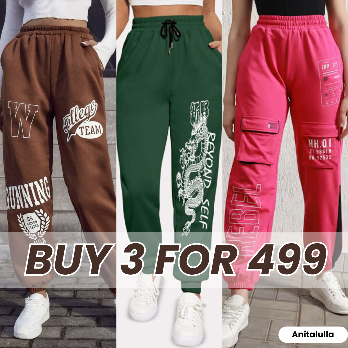Women’s 3-Pack Solid Color Trousers - Versatile Daily Wear | WT-09